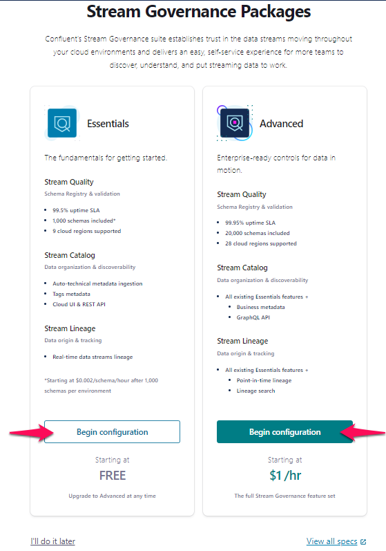 Stream governance packages