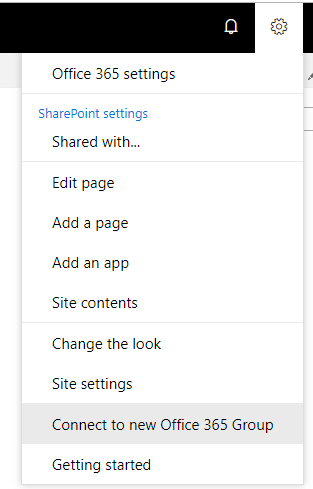 Connect SharePoint Site to Office 365 Group