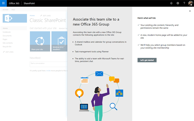 Connect SharePoint Site to Office 365 Group