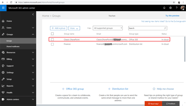 Connect SharePoint Site to Office 365 Group