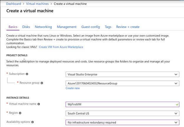 Construct Azure Virtual Machine