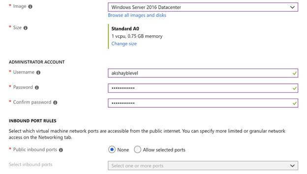 Construct Azure Virtual Machine