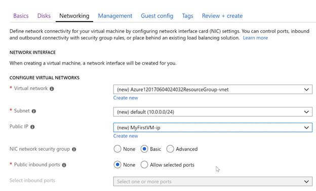 Construct Azure Virtual Machine