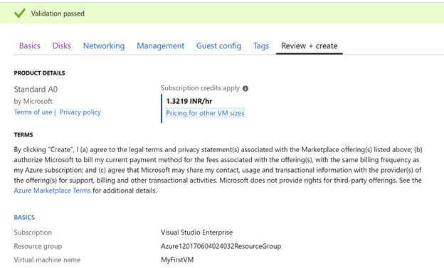 Construct Azure Virtual Machine