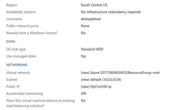 Construct Azure Virtual Machine