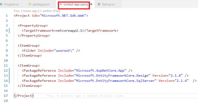 Contact Application - Upgrade ASP.NET Core 2.0 To 2.1
