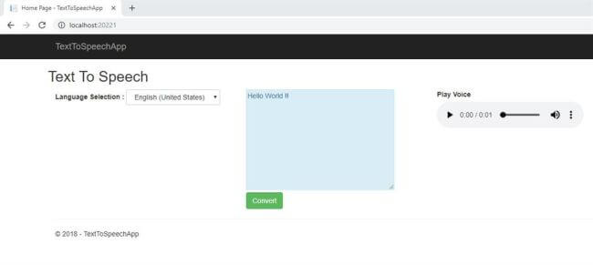 Convert Text To Speech In Multiple Languages Using ASP.NET Core And C#