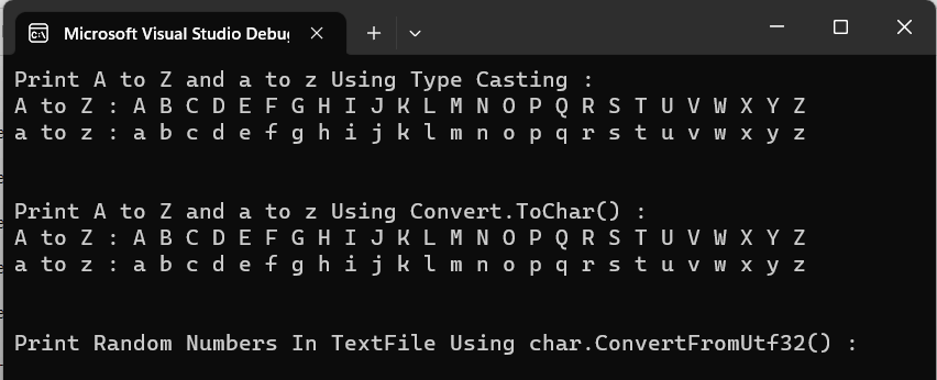 Converting Integers to Characters in C#