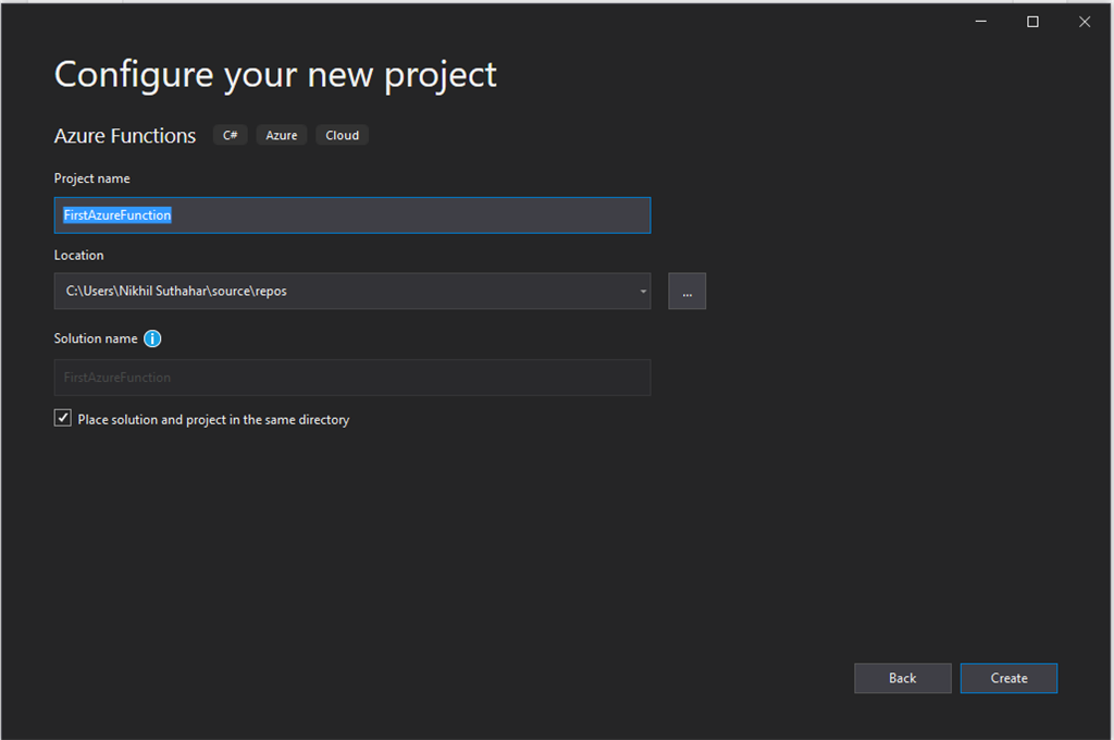 Create A C# Azure Function Using Visual Studio 2019