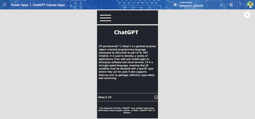 Create a ChatGPT in PowerApps