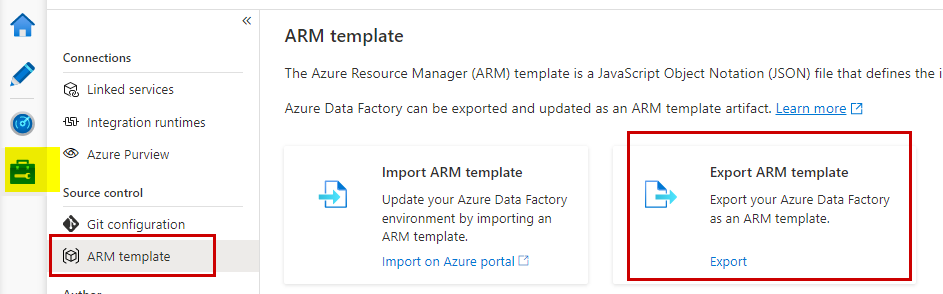 Backup Azure data factory