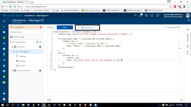 Test azure function app