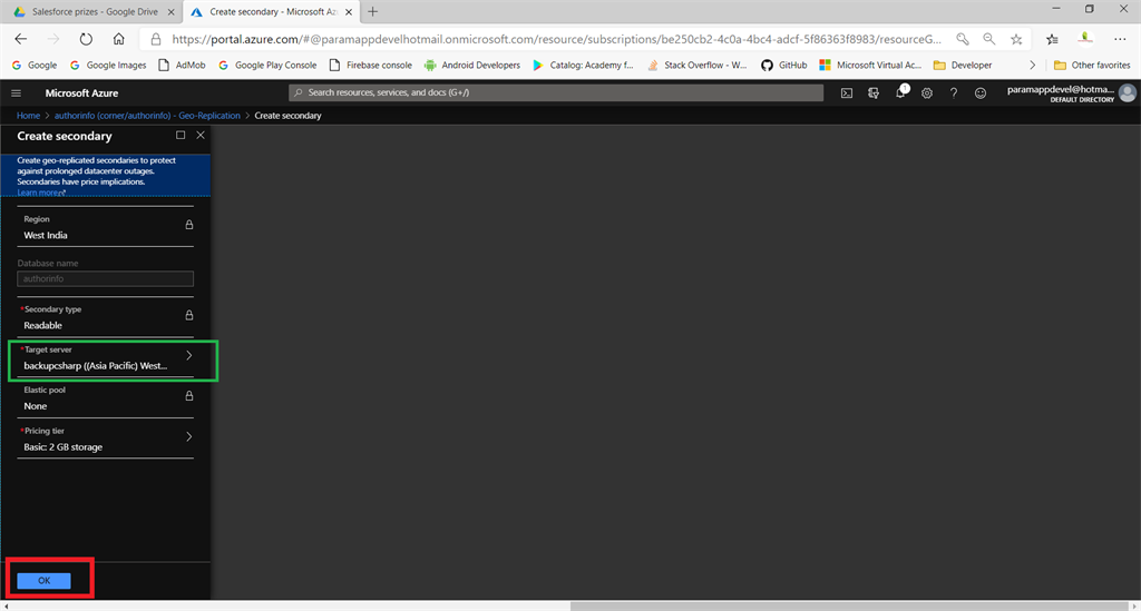 Create A Geo-Replication In Azure SQL Database