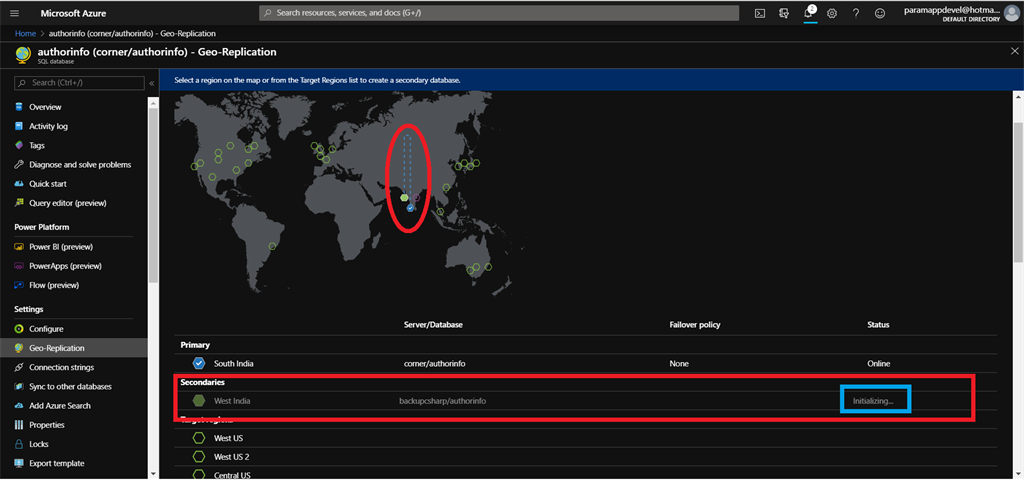 Create A Geo-Replication In Azure SQL Database
