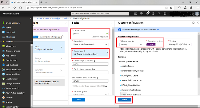 Create A Linux-Based Clusters In HDInsight