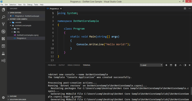 Create A .NET Core Development Environment Using Visual Studio Code