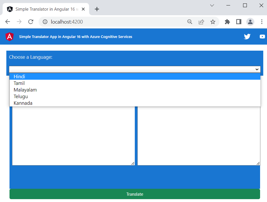 Create A Simple Translator App in Angular 16 with Azure Cognitive Service