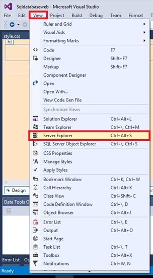 Create A SQL Database In ASP.NET Web Form Using Visual Studio 2015 Update 3