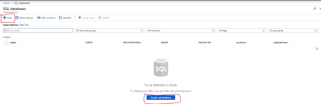 Create a SQL database in the Azure portal
