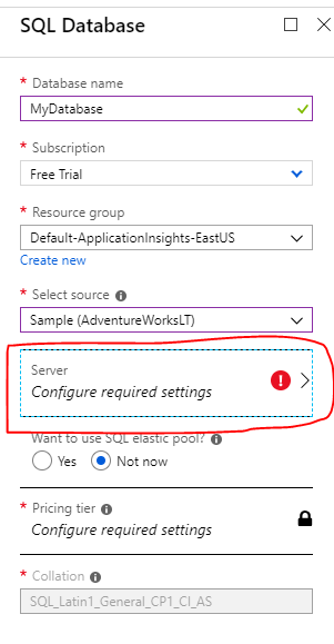 Create a SQL database in the Azure portal