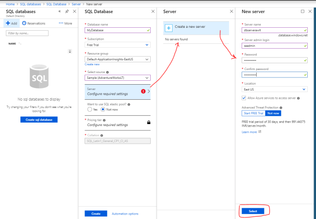 Create a SQL database in the Azure portal