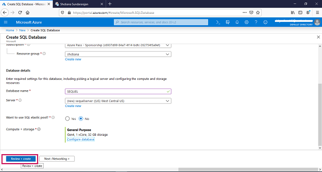 Create Your SQL Database In Azure Portal