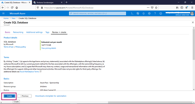 Create Your SQL Database In Azure Portal