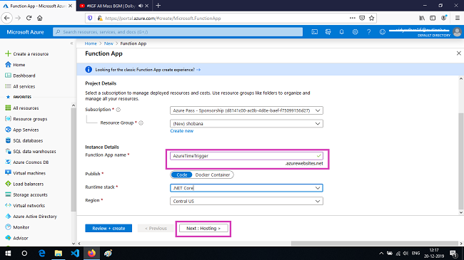Create A Time-Triggered Functions Using Function App