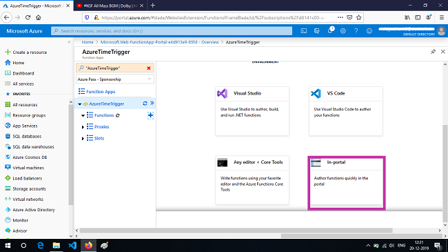 Create A Time-Triggered Functions Using Function App