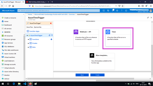 Create A Time-Triggered Functions Using Function App