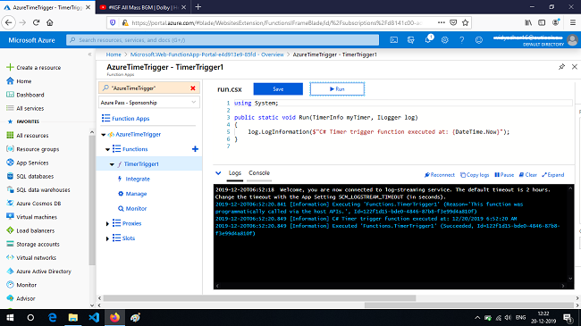 Create A Time-Triggered Functions Using Function App