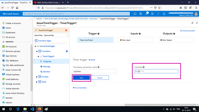 Create A Time-Triggered Functions Using Function App