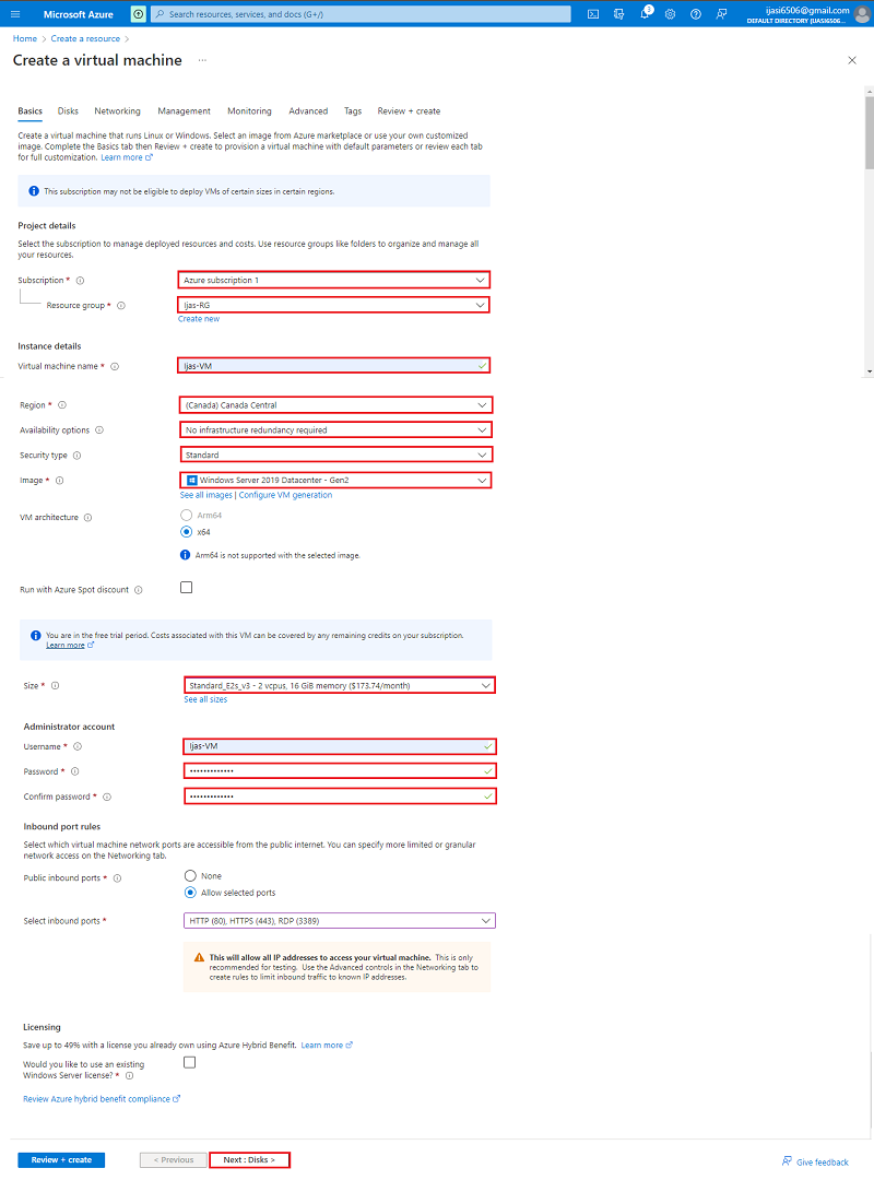 Create a Windows virtual machine in the Azure portal