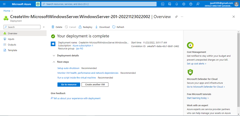 Create a Windows virtual machine in the Azure portal