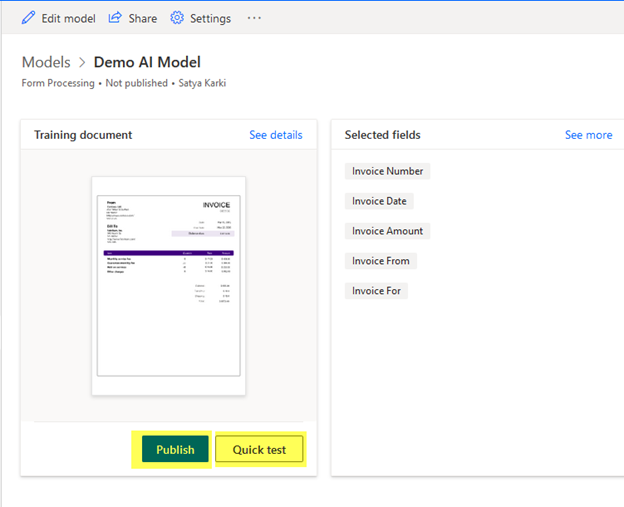 Create AI Model using AI Builder to Extract Data from Document in Power Platform