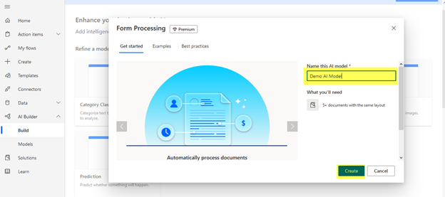 Create AI Model using AI Builder to Extract Data from Document in Power Platform