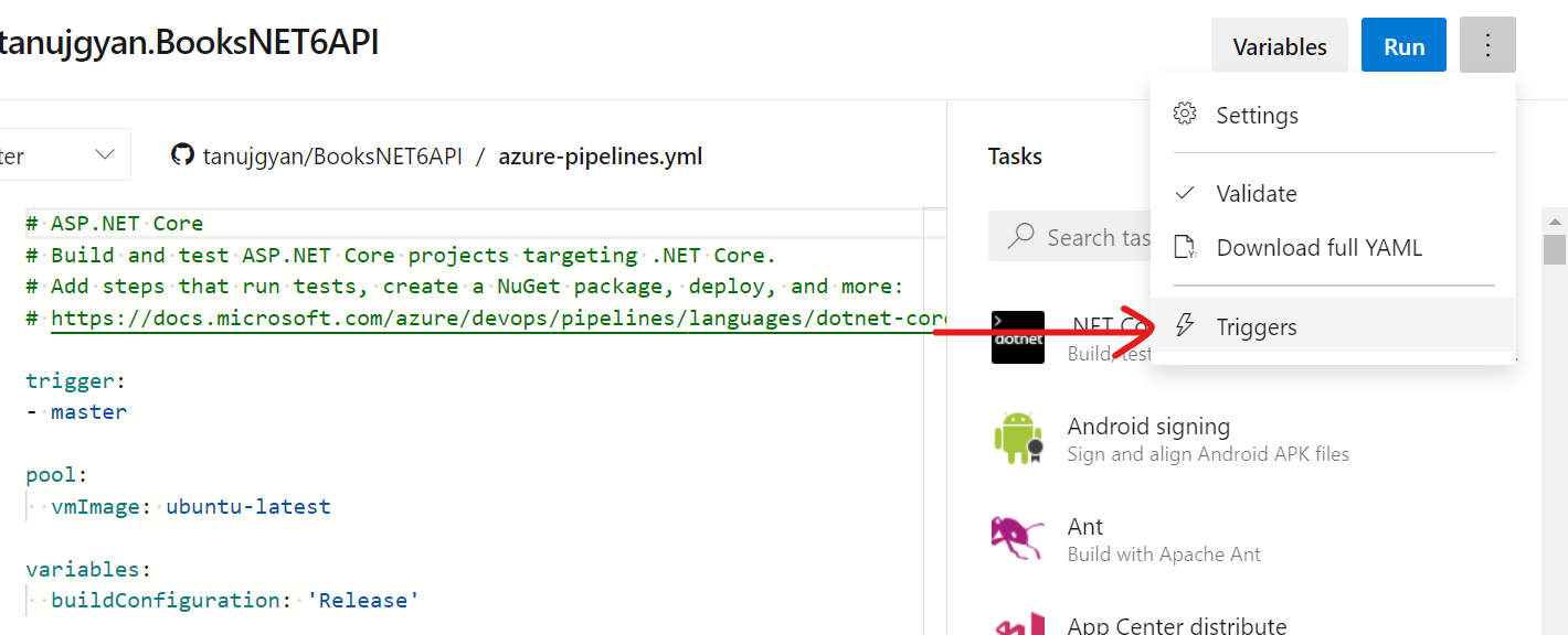 Create Build pipeline on Azure Devops