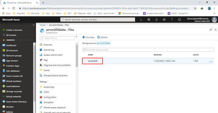 Azure File Sync Service
