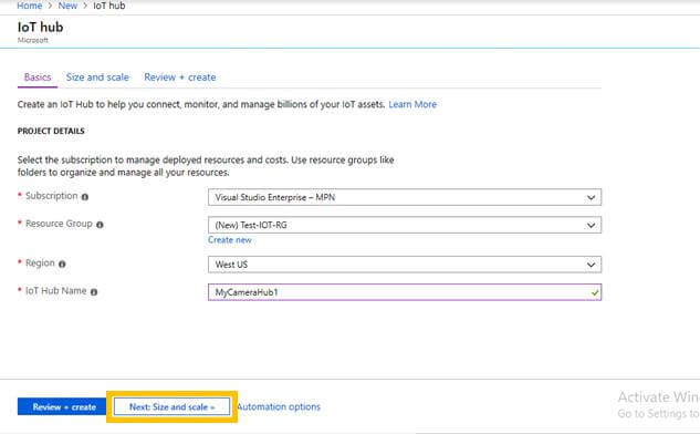 Create An Azure IoT Hub To Connect To Cameras