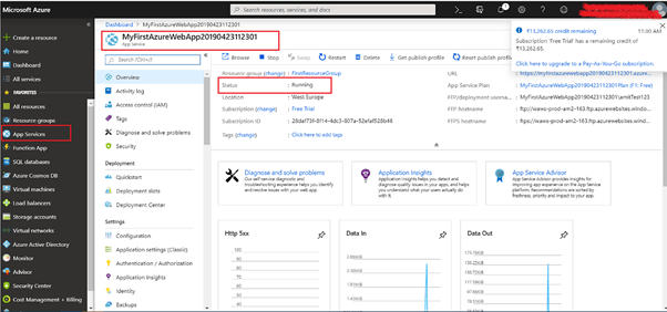 Create and Deploy Your First .Net Core App in Azure App Service