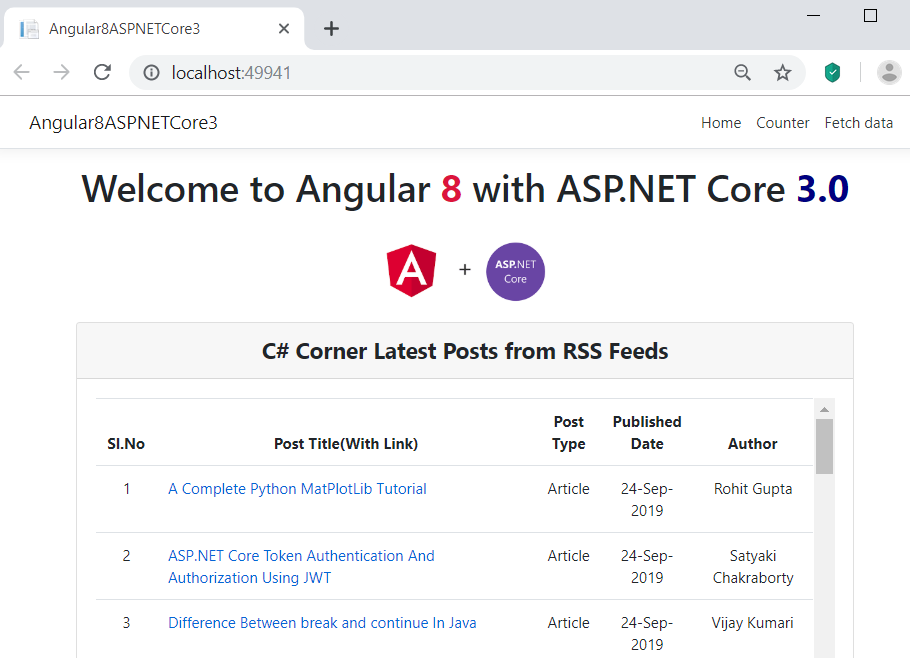 How to create an Angular 8 application with ASP.NET Core