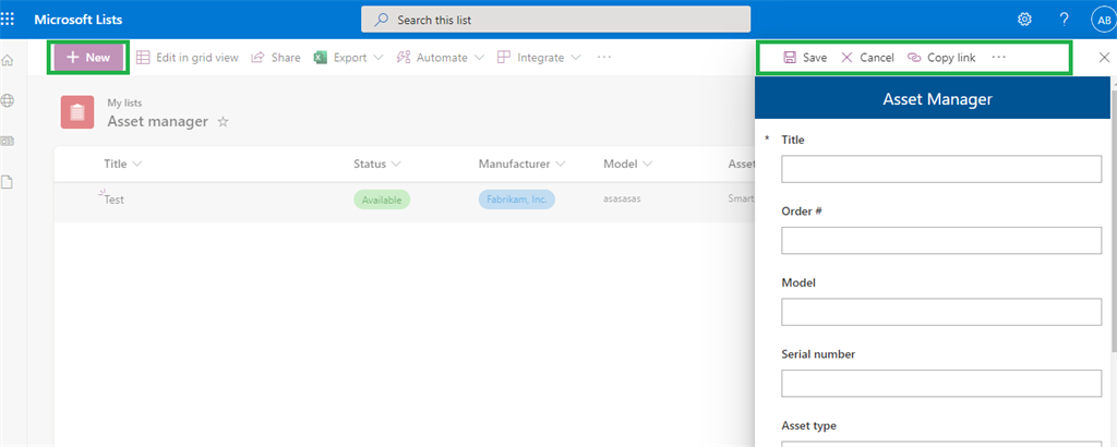 Create Asset Manager List from Microsoft List Templates And Customize List Form Using Power Apps