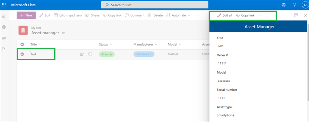 Create Asset Manager List from Microsoft List Templates And Customize List Form Using Power Apps