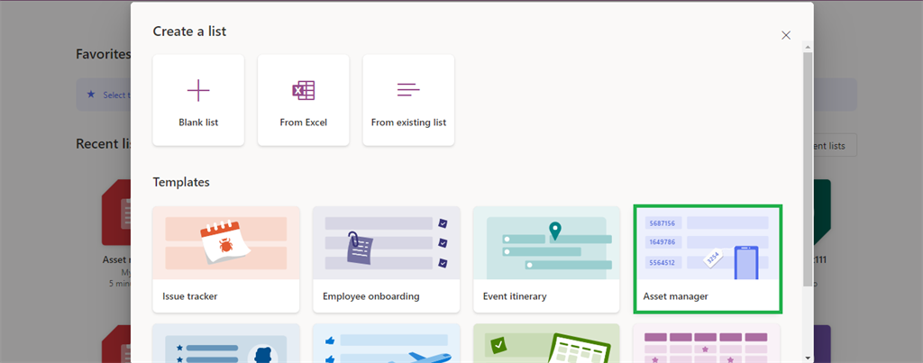 Create Asset Manager List from Microsoft List Templates And Customize List Form Using Power Apps