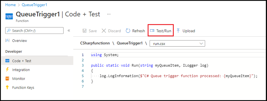 Create Azure Function - Queue Trigger In Azure Portal