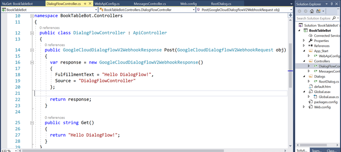 Create Chatbot Using Microsoft's Bot Framework And Dialogflow API - (Bot using Microsoft's Bot Framework)