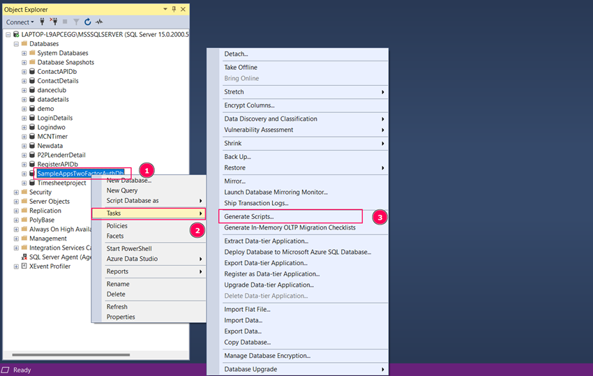 Create Database Script With Table Data In SQL Server
