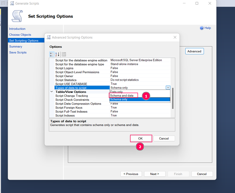 Create Database Script With Table Data In SQL Server