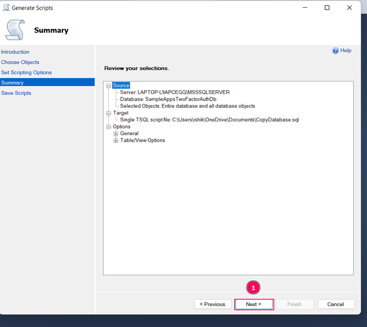 Create Database Script With Table Data In SQL Server