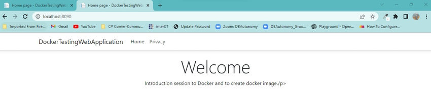 Docker image of web application
